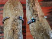 Atq Pueblo Snake Shape Ingot Silver Cuff w/Turquoise  c.1920