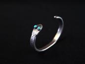 Atq Pueblo Snake Shape Ingot Silver Cuff w/Turquoise  c.1920