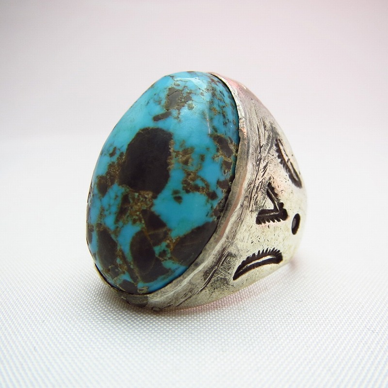 Vintage Silver Ring with Oval Turquoise  c.1940～