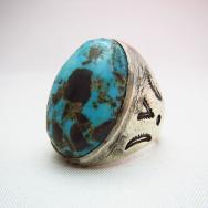 Vintage Silver Ring with Oval Turquoise  c.1940～