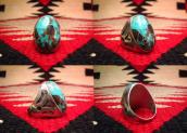 Vintage Silver Ring with Oval Turquoise  c.1940～