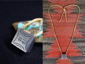 Antique Navajo Stamped Silver Pill Box Top Necklace  c.1940～