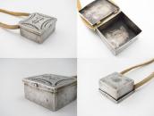 Antique Navajo Stamped Silver Pill Box Top Necklace  c.1940～