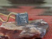 Antique Navajo Stamped Silver Pill Box Top Necklace  c.1940～