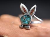 OLDPAWN Zuni Chip Inlay 『Playboy rabbit』 Silver Ring c.1980～