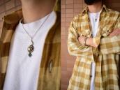 Atq Snake & Navajo Pearl Small Silver Fob Necklace  c.1935～