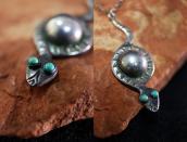 Atq Snake & Navajo Pearl Small Silver Fob Necklace  c.1935～