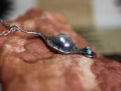 Atq Snake & Navajo Pearl Small Silver Fob Necklace  c.1935～