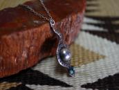 Atq Snake & Navajo Pearl Small Silver Fob Necklace  c.1935～