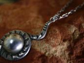 Atq Snake & Navajo Pearl Small Silver Fob Necklace  c.1935～