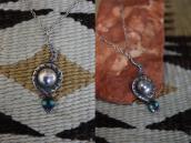 Atq Snake & Navajo Pearl Small Silver Fob Necklace  c.1935～