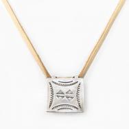 Antique Navajo Stamped Silver Pill Box Top Necklace  c.1940～