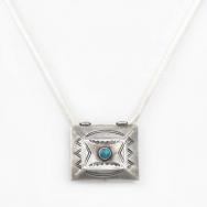Antique Navajo Stamped Pill Box w/Gem Turquoise Top c.1930～