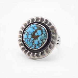 Antique Navajo Gem No.8 Turquoise Ring in Silver c.1935～