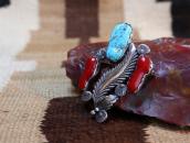 【Dan Simplicio】 Vtg Coral & Turquoise Pin & Pendant  c.1950～