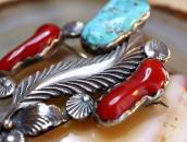 【Dan Simplicio】 Vtg Coral & Turquoise Pin & Pendant  c.1950～