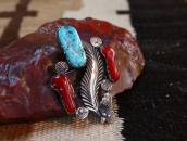 【Dan Simplicio】 Vtg Coral & Turquoise Pin & Pendant  c.1950～