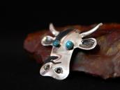 Attributed to【VAUGHN'S】Cow Head Silver Pin w/Gem TQ  c.1930～
