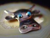 Attributed to【VAUGHN'S】Cow Head Silver Pin w/Gem TQ  c.1930～