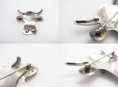 Attributed to【VAUGHN'S】Cow Head Silver Pin w/Gem TQ  c.1930～