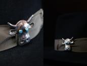 Attributed to【VAUGHN'S】Cow Head Silver Pin w/Gem TQ  c.1930～