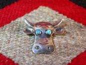 Attributed to【VAUGHN'S】Cow Head Silver Pin w/Gem TQ  c.1930～