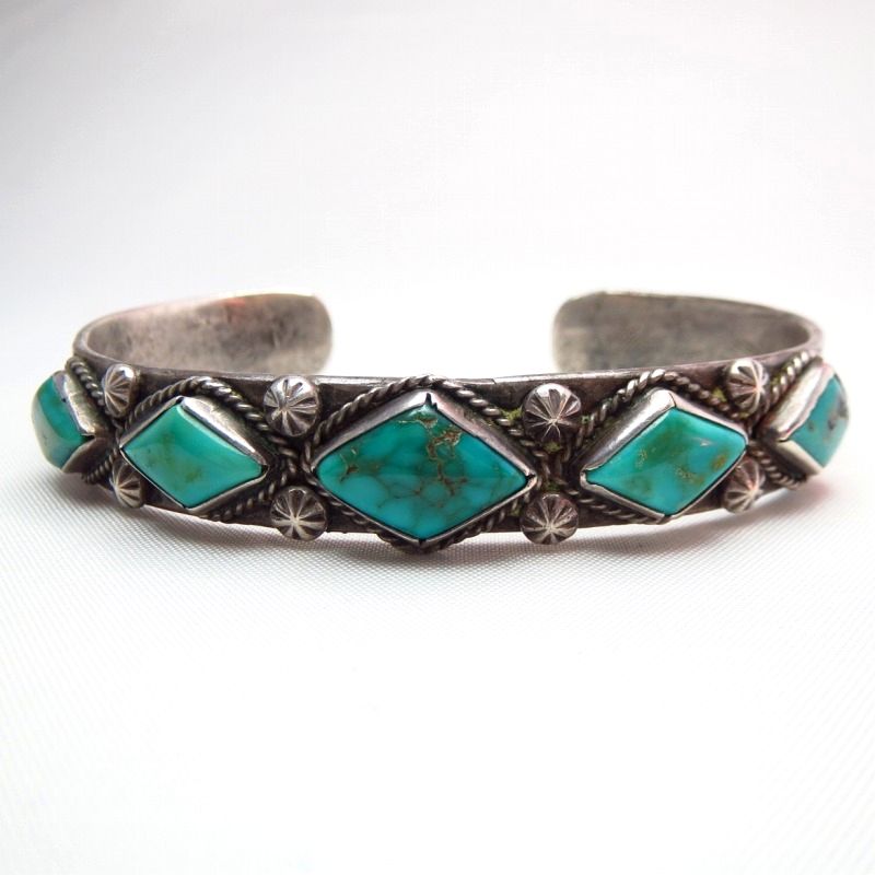 Antique Stamped Ingot Silver Cuff w/5TQ c.1920～