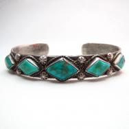 Antique Stamped Ingot Silver Cuff w/5TQ c.1920～