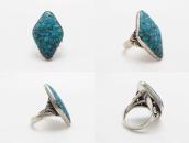 Vintage Navajo High Grade Nevada Blue Turquoise Ring c.1930～