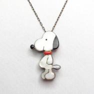 Vintage Zuni Channel Inlay Snoopy Necklace & Pin  c.1960～