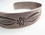 Antique Flower Stamped Ingot Silver Cuff Bracelet  c.1920～
