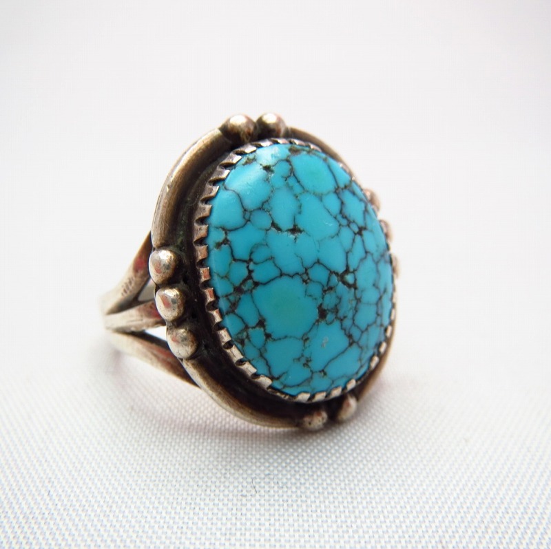 Vintage Ring with High Grade #8 Turquoise c.1940～