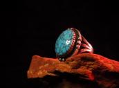 Vintage Ring with High Grade #8 Turquoise c.1940～