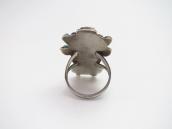 Vtg Navajo Potted Flowers Ring w/Turquoise & Coral  c.1960～