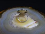 Vtg Navajo Potted Flowers Ring w/Turquoise & Coral  c.1960～