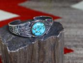 Atq Navajo T-birds Applique & 卍Stmped Ingot Slv Cuff c.1920～