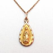 Vintage 10K Gold Virgin of Guadalupe & Jesus Charm Necklace