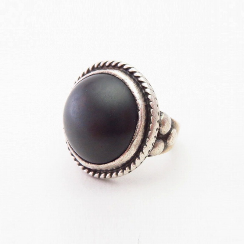 Old Navajo Small Silver Ring w/Hematite  c.1970～