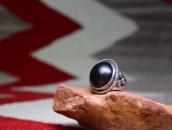 Old Navajo Small Silver Ring w/Hematite  c.1970～