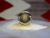 Old Navajo Small Silver Ring w/Hematite  c.1970～