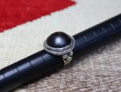 Old Navajo Small Silver Ring w/Hematite  c.1970～