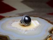 Old Navajo Small Silver Ring w/Hematite  c.1970～