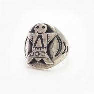 Atq Navajo Stamped Kachina or Human Applique Ring  c.1930～