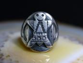 Atq Navajo Stamped Kachina or Human Applique Ring  c.1930～