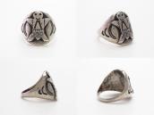 Atq Navajo Stamped Kachina or Human Applique Ring  c.1930～