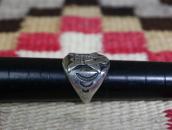 Atq Navajo Stamped Kachina or Human Applique Ring  c.1930～