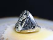 Atq Navajo Stamped Kachina or Human Applique Ring  c.1930～
