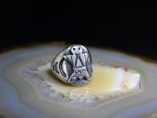 Atq Navajo Stamped Kachina or Human Applique Ring  c.1930～
