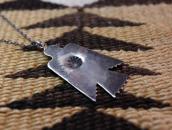Antique Stamped Thunderbird Shape Fob Silver Necklace c.1940