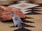 Antique Stamped Thunderbird Shape Fob Silver Necklace c.1940